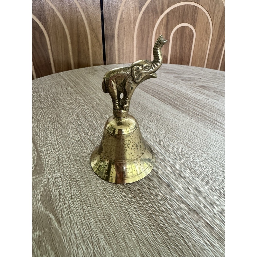 Vintage Brass Balancing Elephant Bell